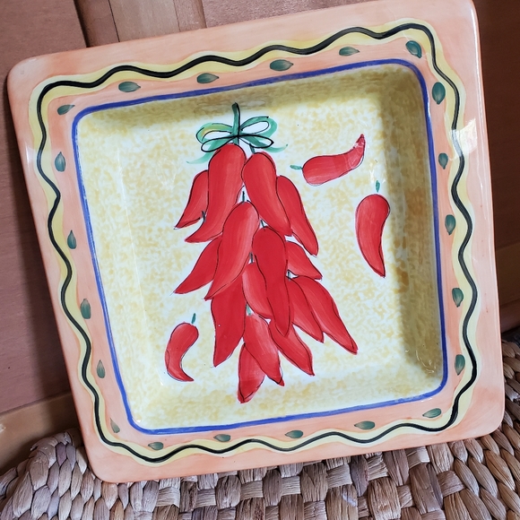 Santa Fe Red Chili Serving Plate, Square 11" Plate - Picture 2 of 7